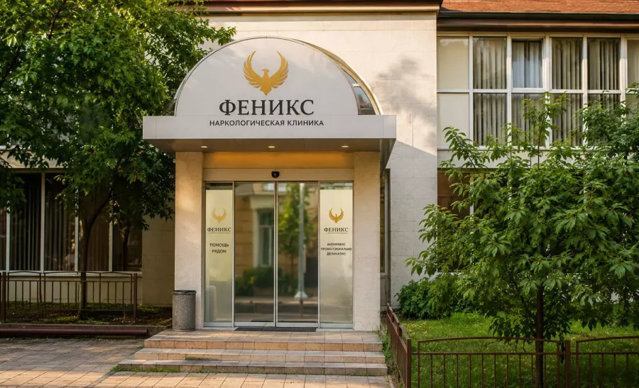 Вход в наркологическую клинику «Феникс» в Волосове